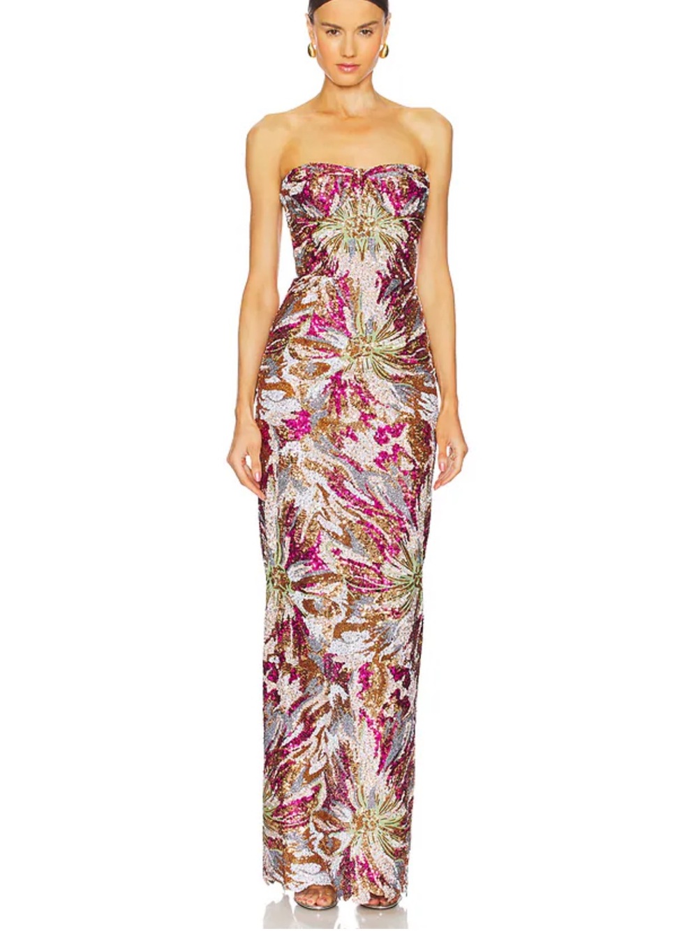 Bronx and Banco Dahlia Strapless Embroidered Sequin Gown, XS S M - Picture 2 of 14